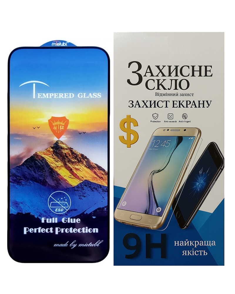 Захисне скло Mietubl для iPhone 16 Plus, ESD Anti-static, 9H, Full Glue з чорною рамкою