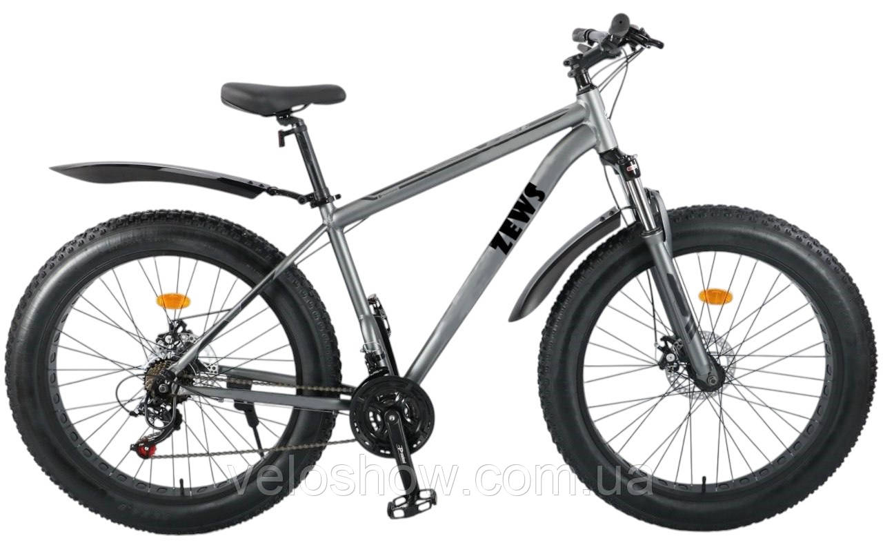 Алюмінієвий фетбайк 26/4.0 Zews Shimano з амортизатором вилка (LockOut) позашляховик (fatbike) широкі колеса