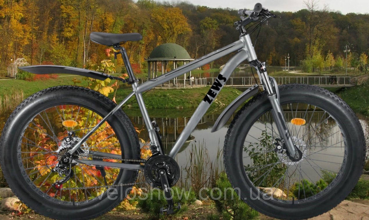Алюмінієвий фетбайк 26/4.0 Zews Shimano з амортизатором вилка (LockOut) позашляховик (fatbike) широкі колеса