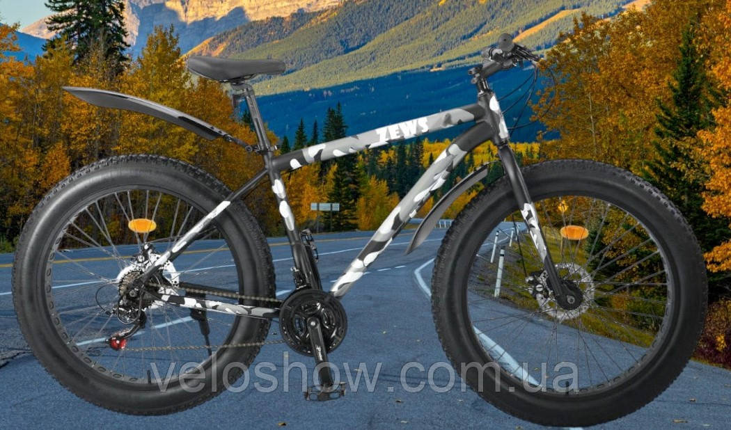 Алюмінієвий фетбайк 26/4.0 Zews Shimano з амортизатором вилка (LockOut) позашляховик (fatbike) широкі колеса