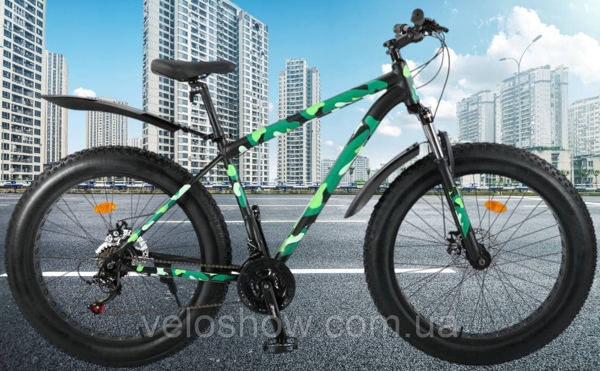 Алюмінієвий фетбайк 26/4.0 Zews Shimano з амортизатором вилка (LockOut) позашляховик (fatbike) широкі колеса