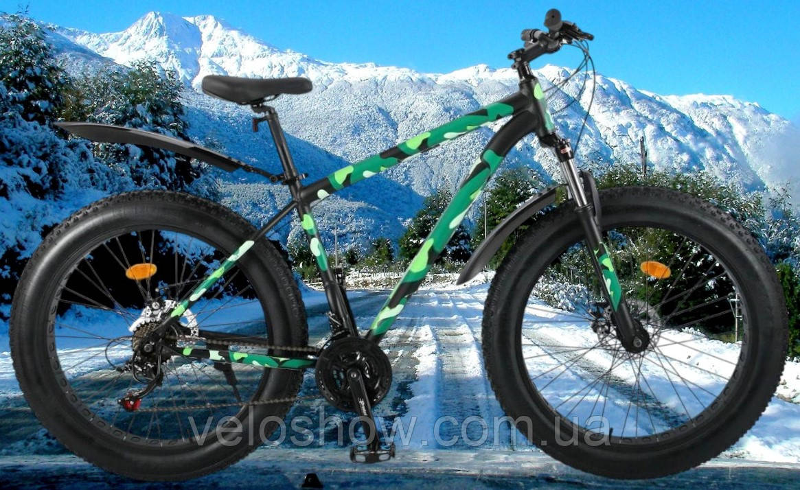 Алюмінієвий фетбайк 26/4.0 Zews Shimano позашляховик (fatbike) широкі колеса regid