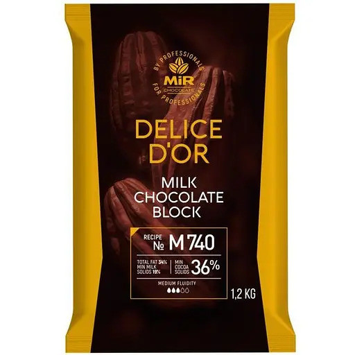 Шоколад молочний 36% ТМ Delice D'or у плитках 1,2 кг