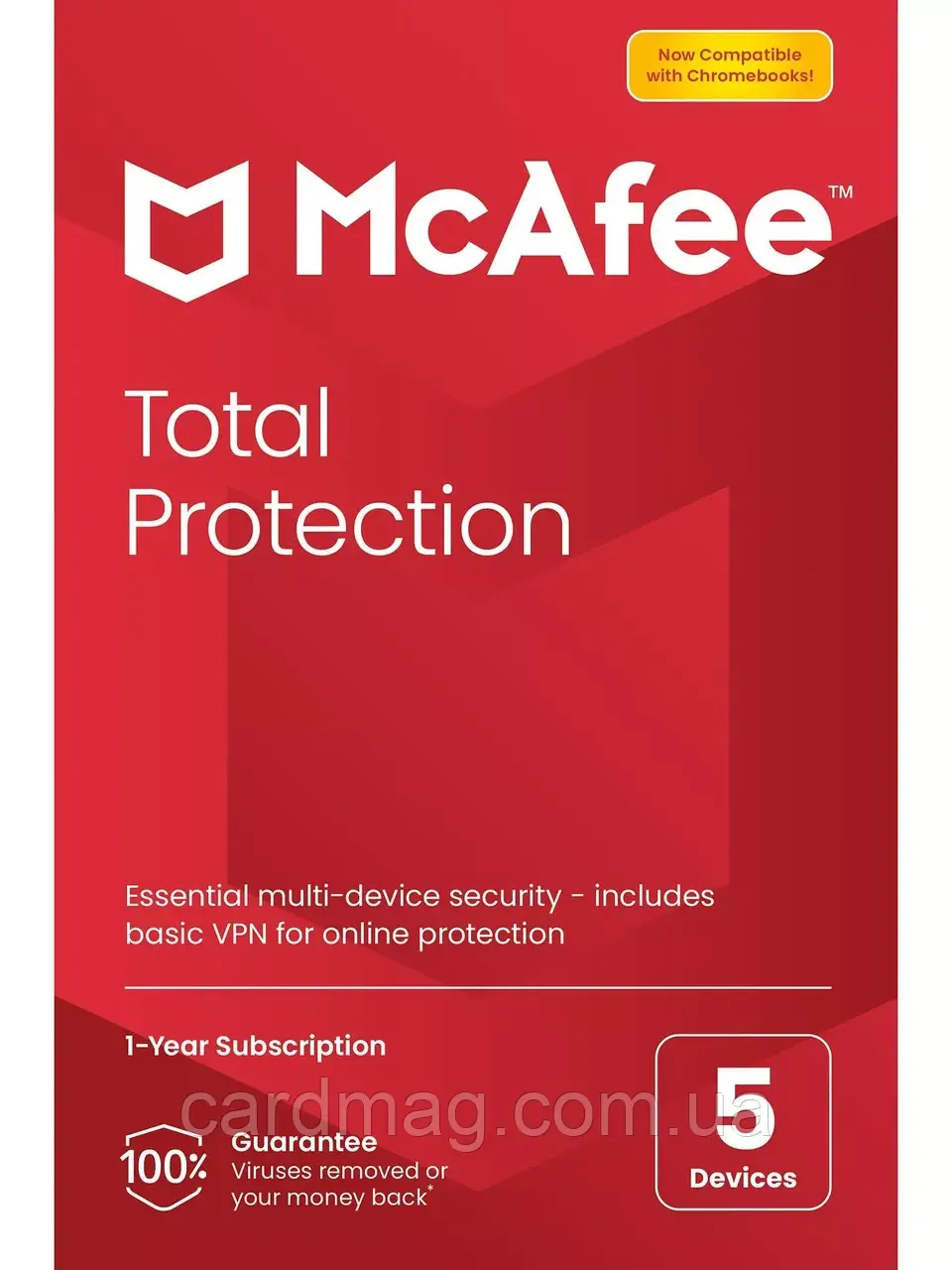 Підписка McAfee Total Protection 2023 на 1 рік 5 пристроїв (Ліцензійний ключ)