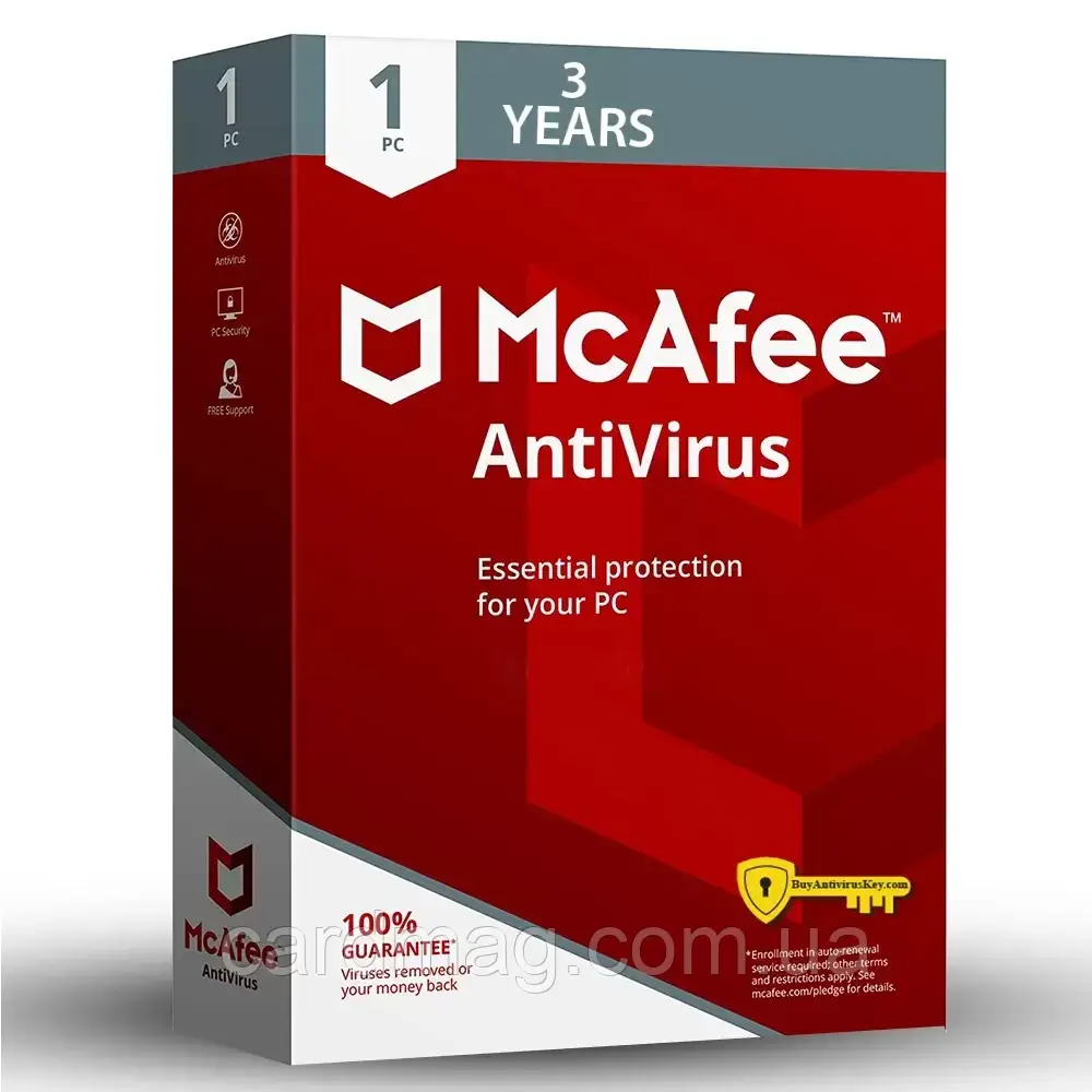 Підписка McAfee AntiVirus 2023 на 3 роки 1 ПК (Ліцензійний ключ)