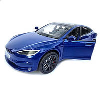Машинка метал Tesla model S електрокар синя Тесла 1:24 відкр двері баг капот звук світло 17,5*7,5*5,5см (EL 64077), фото 3