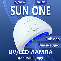 LED+UV лампа для манікюру SUN 1 24/48 Ват, світлодіодів: 30 шт. (Уф Лампа Сан 1 для нігтів, лед манікюрна лампа для гель лаку) DE