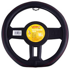 Чохол для керма VLOD-LF2161 BK R M чорний БО один шов шкіра flat