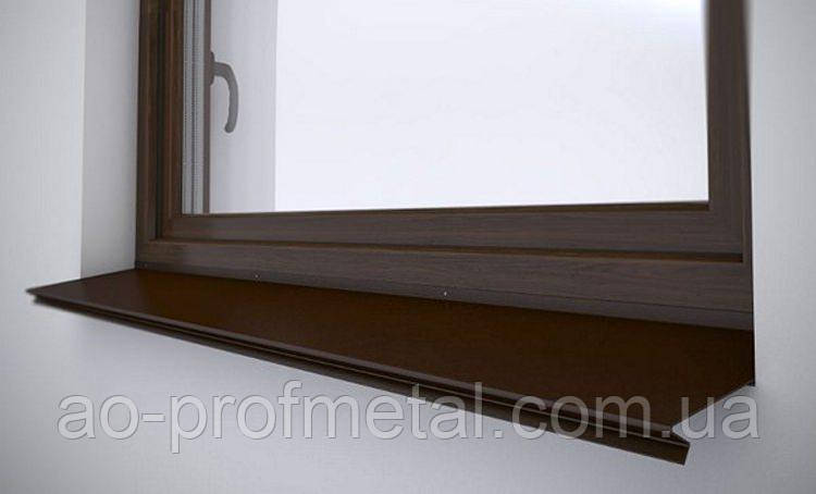 Коричневые отливы с полкой 100 мм., фото 1