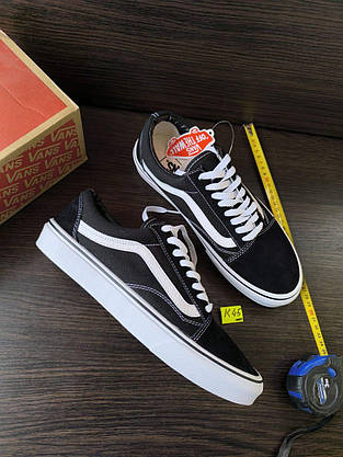 СКИДКА 45 р Чоловічі Ванси чорно-білі текстиль унісекс Кеди VANS Old Skool жіночі весна осінь, фото 3