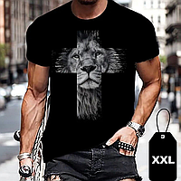 Футболка чоловіча «Лев у Хресті» - модний вуличний одяг, круглий виріз XXL