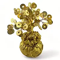 Грошове дерево в мішочку, золоті монетки, полімер, метал 20х11х11 см (DN35157)