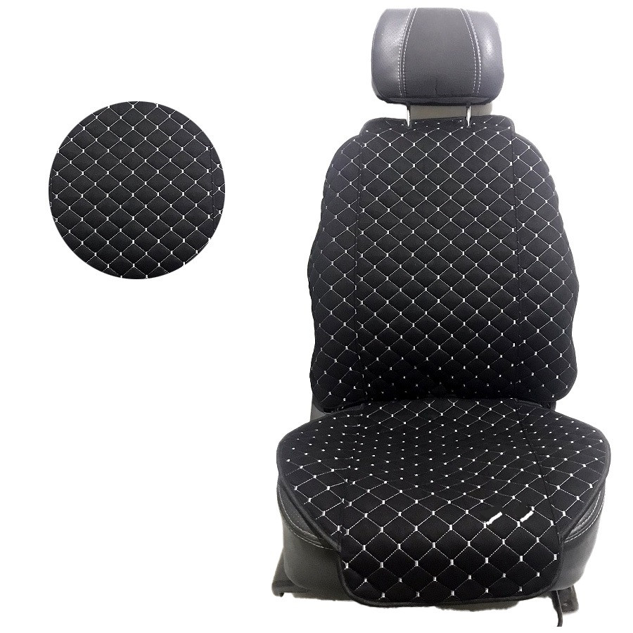 Накидки сидінь "Алькантара" "Tuning" Чорна - Сіра ниткаП/К на флісі, Задня спинка Вузька без підлок., фото 1