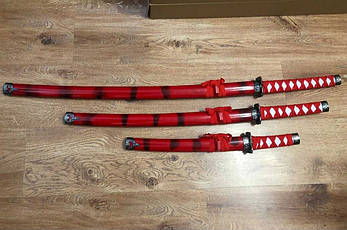 Комплект сувенірних подарункових катан Червоний Дракон + підставка, фото 3