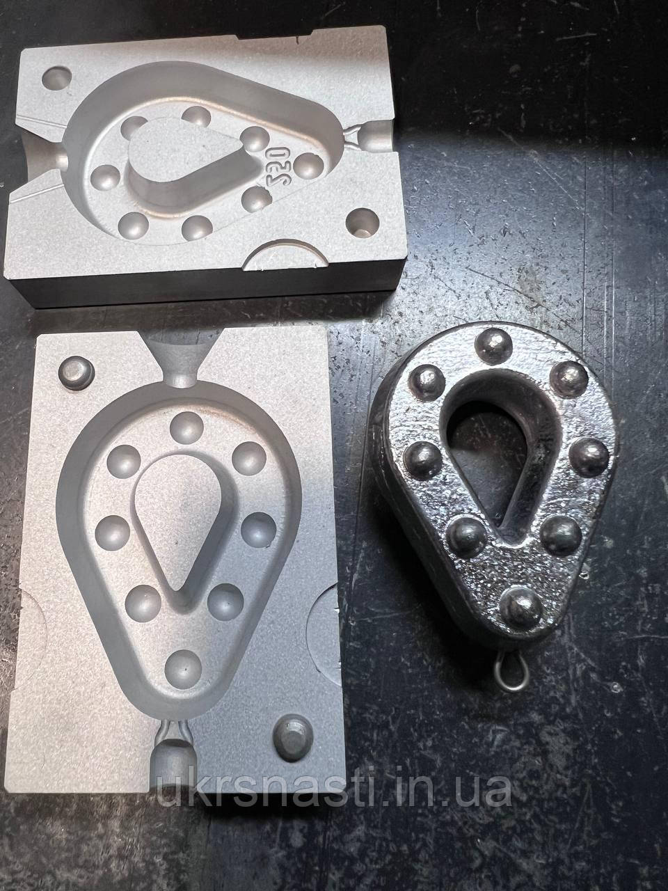 Якісна Форма для рибальських грузил Гриппа 200 г метал Д16Т, Форми для лиття рибальських грузил, фото 1