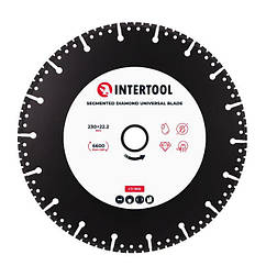 Диск алмазний універсальний сегментний 230 *22.2 на кутову шліфмашину INTERTOOL CT-1012