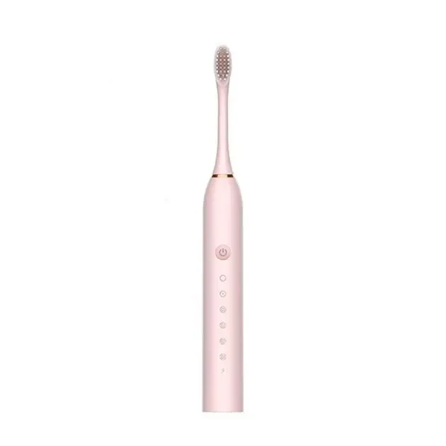 Рожева Електрична зубна щітка Sonic Toothbrush Х-3 ультразвукова акумуляторна 4 змінні насадки в комплекті