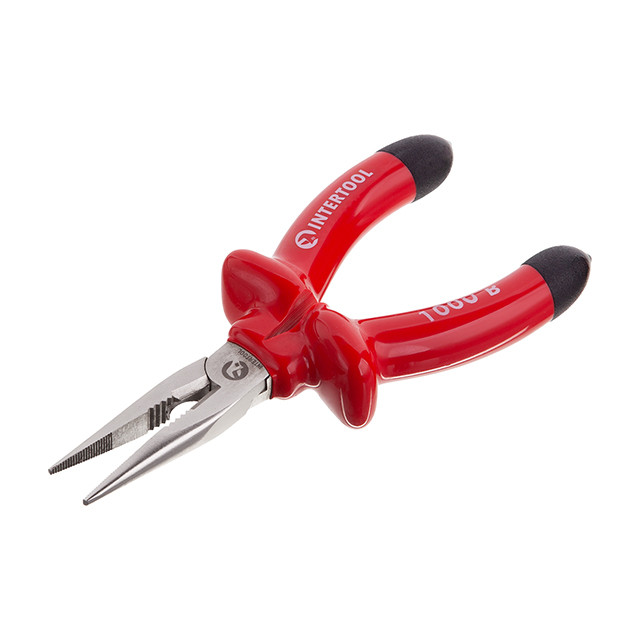 Довгогубці прямі 160 мм, діелектричні, 1000 В, CrV 6150 INTERTOOL NT-0326, фото 1