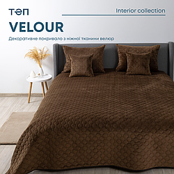 Покривало ТЕП "VELOUR" 150*210 см коричневе/ромб круглий