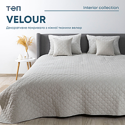 Покривало ТЕП "VELOUR" 150*210 см світло-сірий/ромб круглий