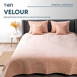 Покривало ТЕП "VELOUR" 180*240 см пудрове/ромб круглий