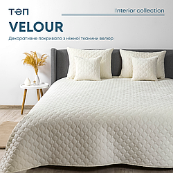 Покривало ТЕП "VELOUR" 150*210 см молочний/ромб круглий