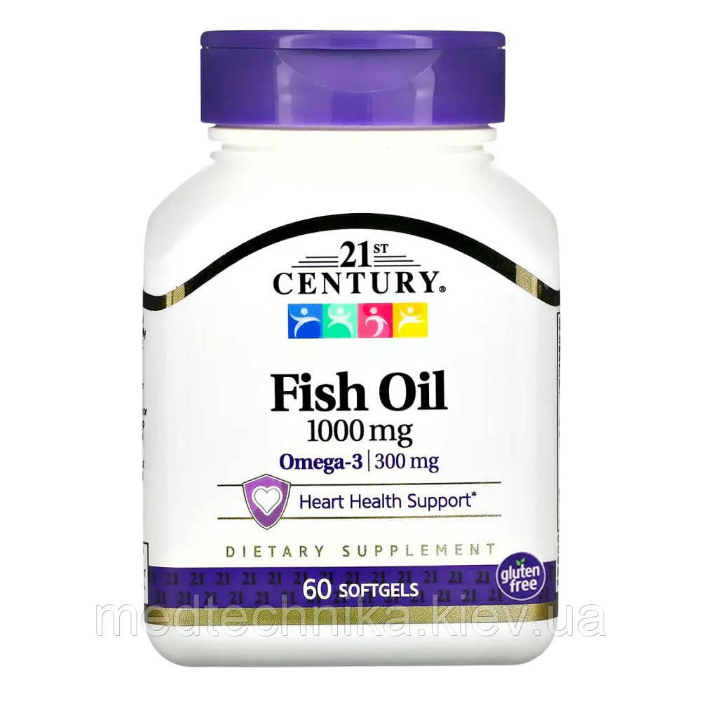 Риб'ячий жир, 1000 мг, 60 капсул, 21st Century, фото 1