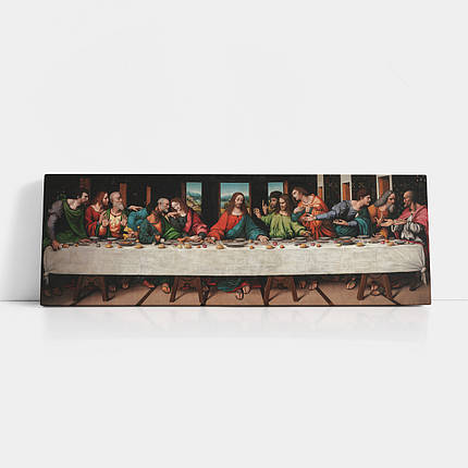 Картина на полотні "Леонардо да Вінчі, Тайна вечеря, Leonardo da Vinci, The Last Supper", 60×168см, фото 1