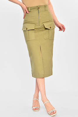 Спідниця жіноча однотонна оливкового кольору 203160T Безкоштовна доставка