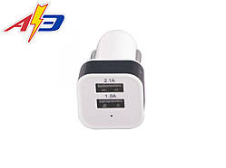 Штекер у прикурювач білий 2 USB 1А-2,1А (Авто-Електрика)