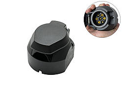 Роз'єм причепа гніздо (мама, розетка) 12 V 7 pin (латунні штифти) пластиковий вологозахищений (ISO 1724)