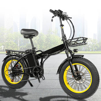 Електровелосипед 48V 25Ah складаний на колесах 20" з двигуном 1200Вт та 7 швидкостями