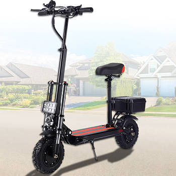 Повнопривідний електросамокат 5000W на акумуляторі 48V 15Ah з колесами 10" та амортизаторами