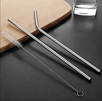Набір металевих трубочок для коктейлів з щіткою для чистки