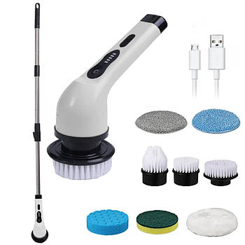 Акумуляторна щітка для прибирання + 9 насадок / Електрична щітка для прибирання / Бездротова електрощітка