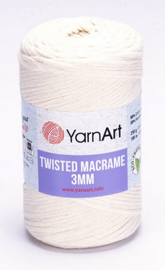 Twisted Macrame 3mm YarnArt-752 молочний, фото 1