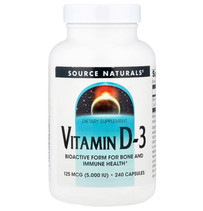 Source Naturals вітамін D3 125 мкг (5000 МО) 240 капсул Термін до 12/2025 р