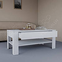 Журнальний стіл із шухлядою 110*65, маленький столик дитячий, офісний з виїзним ящиком Білий