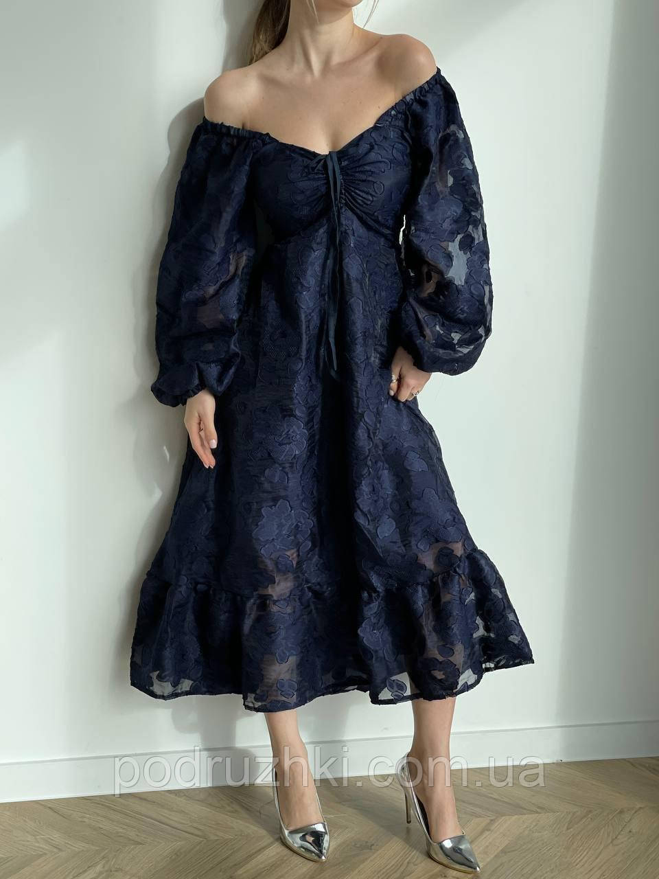 Легка літня сукня з корсетною шнурівкою по спині Тканина органза Розмір 42-46,48-52, фото 1