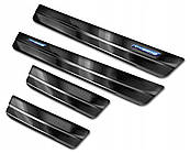 Захисні накладки на пороги "Hybrid" для Toyota RAV-4 2018-2024 /чорна нерж.сталь/