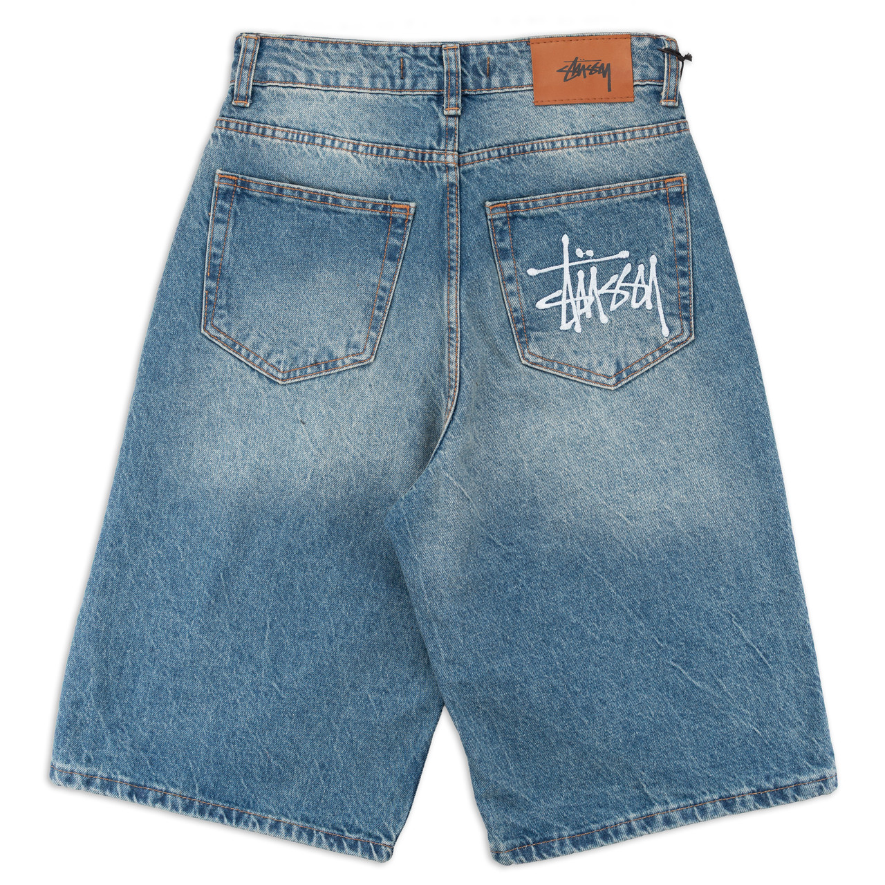 Чоловічі широкі шорти джинсові Stüssy, сині з потертостями, оверсайз, у стилі Y2K, фото 1