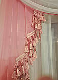 Ламбрекен з бахромою Firanka Класика карниз 300см темно рожевий з білим (2_3м), фото 3