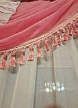 Ламбрекен з бахромою Firanka Класика карниз 300см темно рожевий з білим (2_3м), фото 2