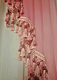 Ламбрекен з бахромою Firanka Класика карниз 300см темно рожевий з білим (2_3м), фото 4