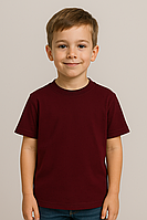Детская базовая футболка JHK, универсальная, унисекс, однотонная, бордовая, размер 98-104, на 3/4 года