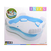 Квадратний надувний міцний басейн із сидіннями Intex56475 великий сімейний наливний басейн для дому та дачі