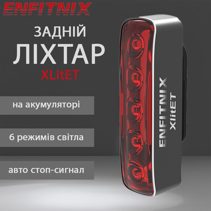 Блимавка на велосипед Enfitnix CubeLitET задній габарит з датчиком гальмування та кріпленням під сідло