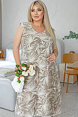 Сарафан котоновий А-силуету для жінок plus size бежевий за коліно, фото 4