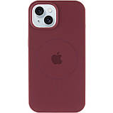 Чохол Silicone Case Full Protective (AA) with MagSafe для Apple iPhone 15 (6.1") Бордовий / Plum, фото 3