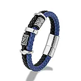Браслет чоловічий шкіряний GUST BLUE синій17-19 см (довжина 21 см), фото 3
